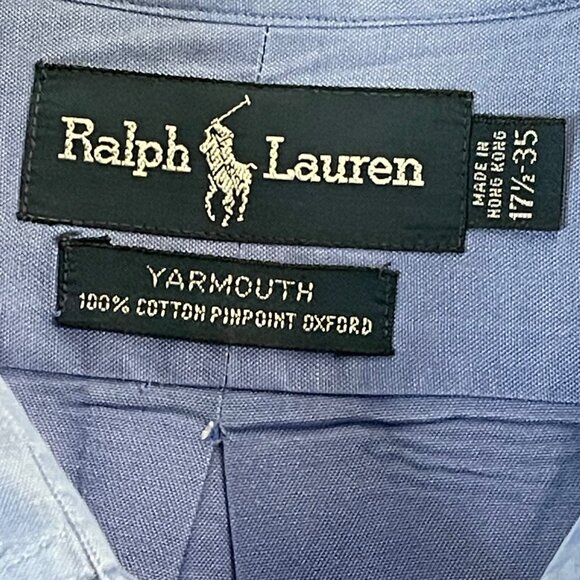 Ralph Lauren Oxford Shirt Mens Blue Long Sleeve 100% Cotton Button Down - Picture 8 of 15